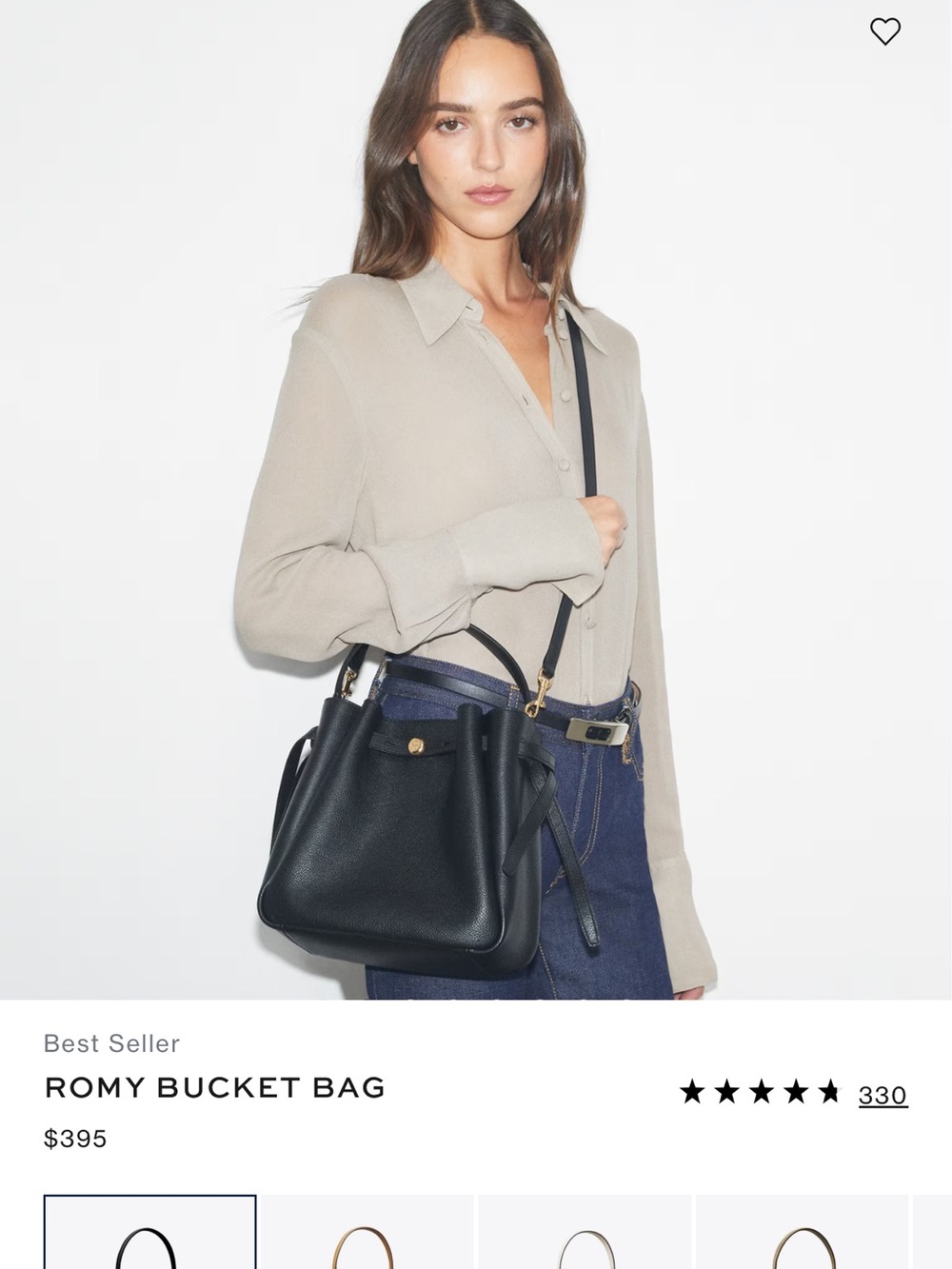 Like NEW - Tory Burch Black Pebbled Leather Drawstring Satchel with Gold-Tone - Picture 3 of 13